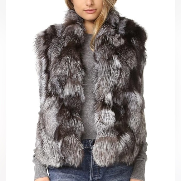 Vince silver fox fur vest sz small S - Picture 2 of 8